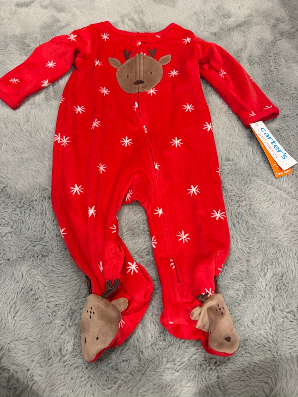 Carter's Red Reindeer Footed One-Piece Pajama